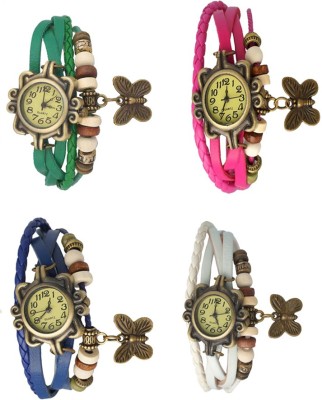 NS18 Vintage Butterfly Rakhi Combo of 4 Green, Blue, Pink And White Analog Watch  - For Women   Watches  (NS18)