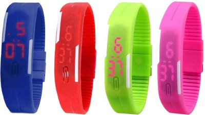 NS18 Silicone Led Magnet Band Combo of 4 Blue, Red, Green And Pink Digital Watch  - For Boys & Girls   Watches  (NS18)