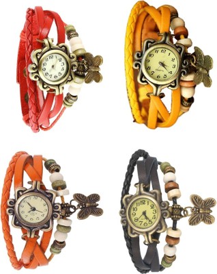 NS18 Vintage Butterfly Rakhi Combo of 4 Red, Orange, Yellow And Black Analog Watch  - For Women   Watches  (NS18)