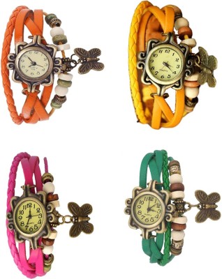 NS18 Vintage Butterfly Rakhi Combo of 4 Orange, Pink, Yellow And Green Analog Watch  - For Women   Watches  (NS18)