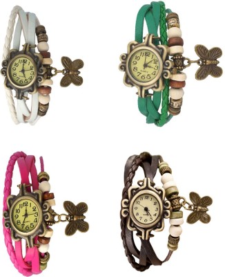 NS18 Vintage Butterfly Rakhi Combo of 4 White, Pink, Green And Brown Analog Watch  - For Women   Watches  (NS18)