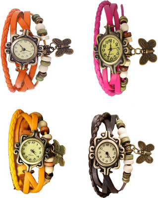 

NS18 Vintage Butterfly Rakhi Combo of 4 Orange, Yellow, Pink And Brown Watch - For Women
