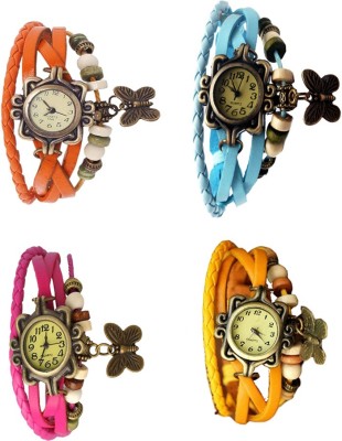 NS18 Vintage Butterfly Rakhi Combo of 4 Orange, Pink, Sky Blue And Yellow Analog Watch  - For Women   Watches  (NS18)