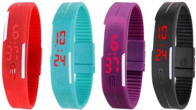 NS18 Silicone Led Magnet Band Combo of 4 Red, Sky Blue, Purple And Black Digital Watch  - For Boys & Girls   Watches  (NS18)