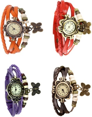 NS18 Vintage Butterfly Rakhi Combo of 4 Orange, Purple, Red And Brown Analog Watch  - For Women   Watches  (NS18)
