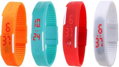 NS18 Silicone Led Magnet Band Combo of 4 Orange, Sky Blue, Red And White Digital Watch  - For Boys & Girls   Watches  (NS18)