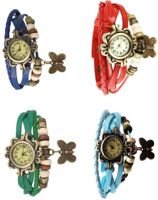 NS18 Vintage Butterfly Rakhi Combo of 4 Blue, Green, Red And Sky Blue Analog Watch  - For Women   Watches  (NS18)