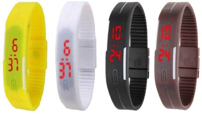 NS18 Silicone Led Magnet Band Combo of 4 Yellow, White, Black And Brown Digital Watch  - For Boys & Girls   Watches  (NS18)