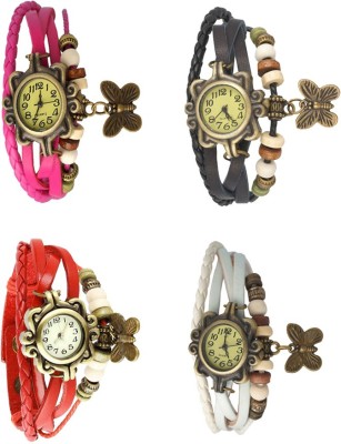NS18 Vintage Butterfly Rakhi Combo of 4 Pink, Red, Black And White Analog Watch  - For Women   Watches  (NS18)