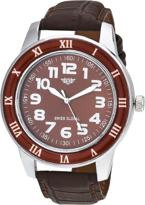SWISS GLOBAL SG133 Brown Leather Analog Watch  - For Men   Watches  (Swiss Global)