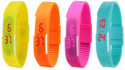 NS18 Silicone Led Magnet Band Watch Combo of 4 Yellow, Orange, Pink And Sky Blue Digital Watch  - For Couple   Watches  (NS18)