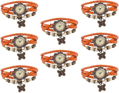 NS18 Vintage Butterfly Rakhi Combo of 8 Orange Analog Watch  - For Women   Watches  (NS18)