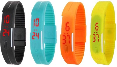 NS18 Silicone Led Magnet Band Combo of 4 Black, Sky Blue, Orange And Yellow Digital Watch  - For Boys & Girls   Watches  (NS18)