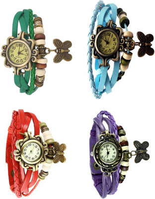 

Kissu Vintage Rakhi Combo of 4 Green, Red, Sky Blue And Purple Watch - For Women