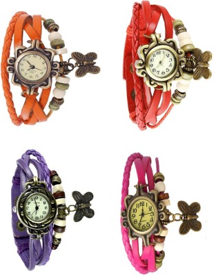 NS18 Vintage Butterfly Rakhi Combo of 4 Orange, Purple, Red And Pink Analog Watch  - For Women   Watches  (NS18)
