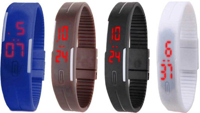 

Kissu Led Magnet Band Combo of 4 Blue, Brown, Black And White Watch - For Men & Women