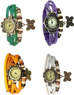 

Kissu Vintage Rakhi Combo of 4 Green, Yellow, Purple And White Watch - For Women