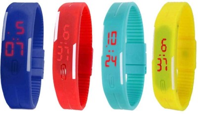 NS18 Silicone Led Magnet Band Combo of 4 Blue, Red, Sky Blue And Yellow Digital Watch  - For Boys & Girls   Watches  (NS18)