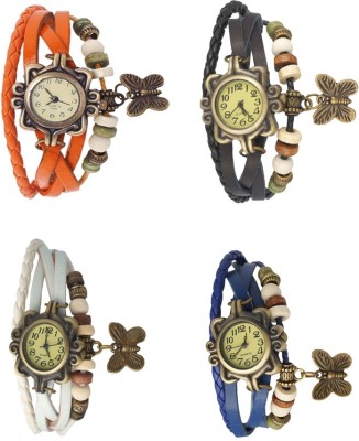 NS18 Vintage Butterfly Rakhi Combo of 4 Orange, White, Black And Blue Analog Watch  - For Women   Watches  (NS18)