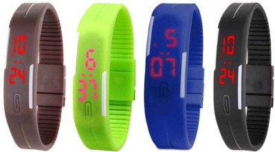 NS18 Silicone Led Magnet Band Combo of 4 Brown, Green, Blue And Black Digital Watch  - For Boys & Girls   Watches  (NS18)