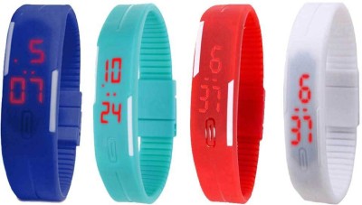 NS18 Silicone Led Magnet Band Combo of 4 Blue, Sky Blue, Red And White Digital Watch  - For Boys & Girls   Watches  (NS18)