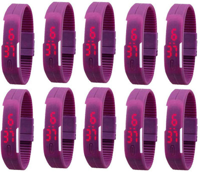 

Kissu Led Magnet Band Combo of 10 Purple Watch - For Men & Women