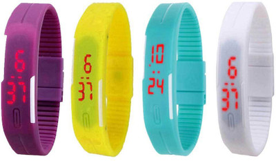 

Kissu Led Magnet Band Combo of 4 Purple, Yellow, Sky Blue And White Watch - For Men & Women