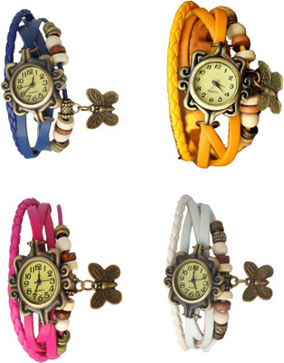 

Kissu Vintage Rakhi Combo of 4 Blue, Pink, Yellow And White Watch - For Women