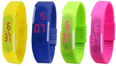 NS18 Silicone Led Magnet Band Combo of 4 Yellow, Blue, Green And Pink Digital Watch  - For Boys & Girls   Watches  (NS18)