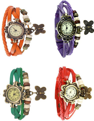 

Kissu Vintage Rakhi Combo of 4 Orange, Green, Purple And Red Watch - For Women