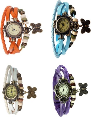 NS18 Vintage Butterfly Rakhi Combo of 4 Orange, White, Sky Blue And Purple Analog Watch  - For Women   Watches  (NS18)