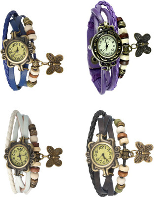 

NS18 Vintage Butterfly Rakhi Combo of 4 Blue, White, Purple And Black Watch - For Women