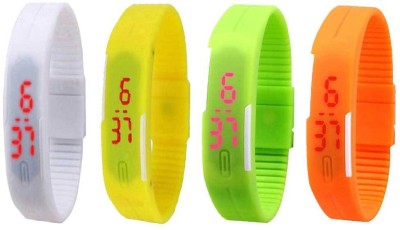 NS18 Silicone Led Magnet Band Combo of 4 White, Yellow, Green And Orange Digital Watch  - For Boys & Girls   Watches  (NS18)