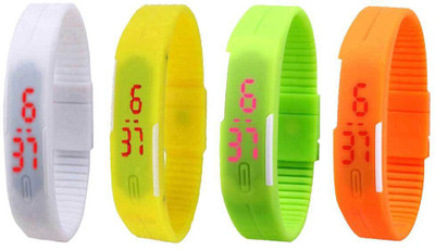 View NS18 Silicone Led Magnet Band Combo of 4 White, Yellow, Green And Orange Digital Watch  - For Boys & Girls Wrist Watches Price Online(NS18)