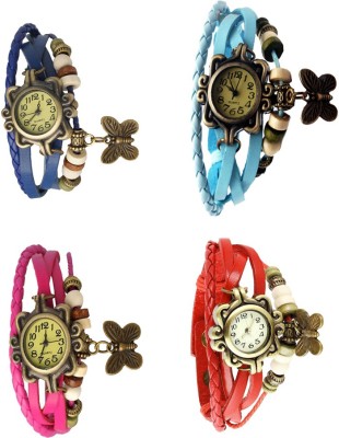 NS18 Vintage Butterfly Rakhi Combo of 4 Blue, Pink, Sky Blue And Red Analog Watch  - For Women   Watches  (NS18)