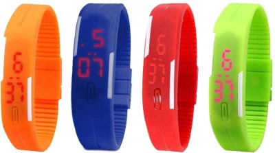 NS18 Silicone Led Magnet Band Combo of 4 Orange, Blue, Red And Green Watch  - For Boys & Girls   Watches  (NS18)