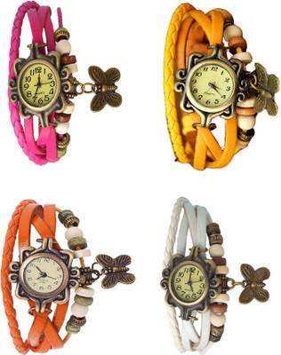 

Kissu Vintage Rakhi Combo of 4 Pink, Orange, Yellow And White Watch - For Women