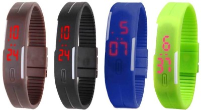 NS18 Silicone Led Magnet Band Combo of 4 Pink, Black, Blue And Green Digital Watch  - For Boys & Girls   Watches  (NS18)