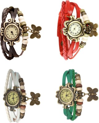 NS18 Vintage Butterfly Rakhi Combo of 4 Brown, White, Red And Green Analog Watch  - For Women   Watches  (NS18)