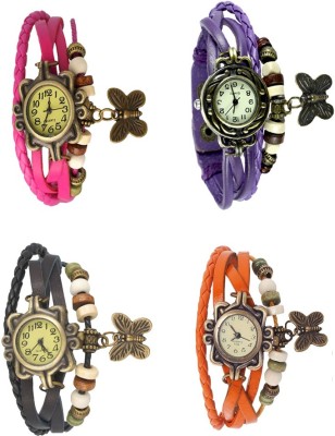 NS18 Vintage Butterfly Rakhi Combo of 4 Pink, Black, Purple And Orange Analog Watch  - For Women   Watches  (NS18)