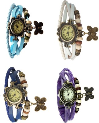 NS18 Vintage Butterfly Rakhi Combo of 4 Sky Blue, Blue, White And Purple Analog Watch  - For Women   Watches  (NS18)