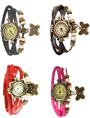 NS18 Vintage Butterfly Rakhi Combo of 4 Black, Red, Brown And Pink Analog Watch  - For Women   Watches  (NS18)