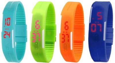 NS18 Silicone Led Magnet Band Combo of 4 Sky Blue, Green, Orange And Blue Digital Watch  - For Boys & Girls   Watches  (NS18)