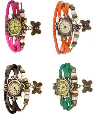 

Kissu Vintage Rakhi Combo of 4 Pink, Brown, Orange And Green Watch - For Women