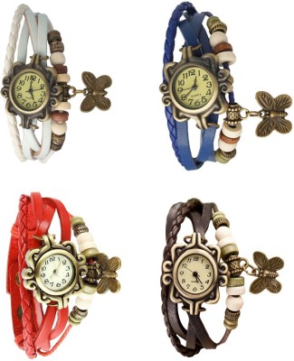 NS18 Vintage Butterfly Rakhi Combo of 4 White, Red, Blue And Brown Analog Watch  - For Women   Watches  (NS18)