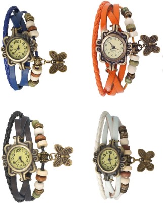 NS18 Vintage Butterfly Rakhi Combo of 4 Blue, Black, Orange And White Analog Watch  - For Women   Watches  (NS18)