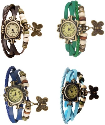 NS18 Vintage Butterfly Rakhi Combo of 4 Brown, Blue, Green And Sky Blue Analog Watch  - For Women   Watches  (NS18)