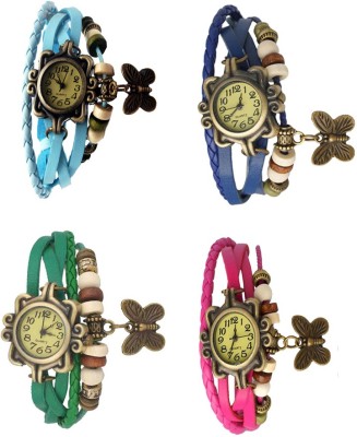 NS18 Vintage Butterfly Rakhi Combo of 4 Sky Blue, Green, Blue And Pink Analog Watch  - For Women   Watches  (NS18)