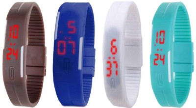 NS18 Silicone Led Magnet Band Watch Combo of 4 Brown, Blue, White And Sky Blue Digital Watch  - For Couple   Watches  (NS18)