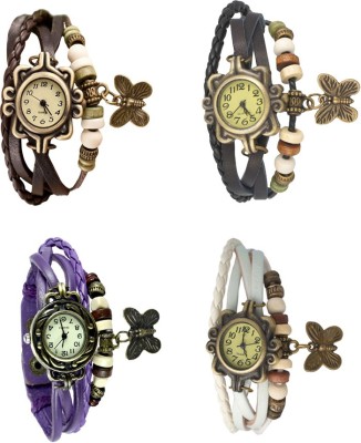 NS18 Vintage Butterfly Rakhi Combo of 4 Brown, Purple, Black And White Analog Watch  - For Women   Watches  (NS18)